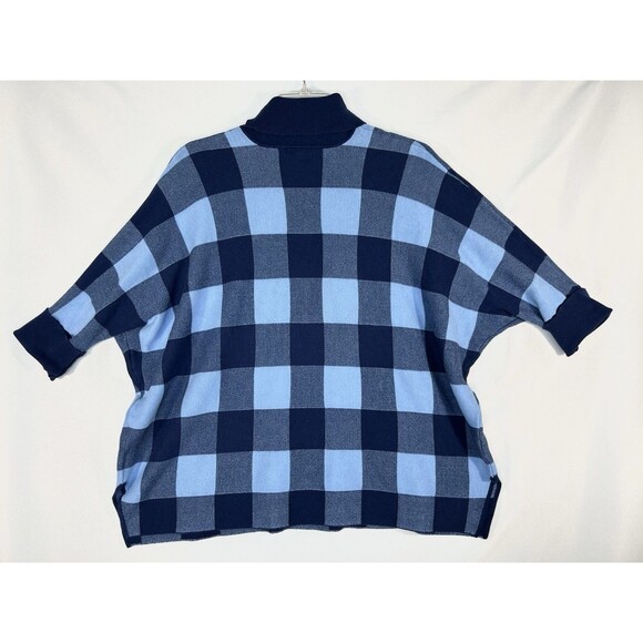 Alfani Women's Sweater 2X 3/4 Sleeve Pullover Turtle Neck Blue Check - Picture 3 of 8